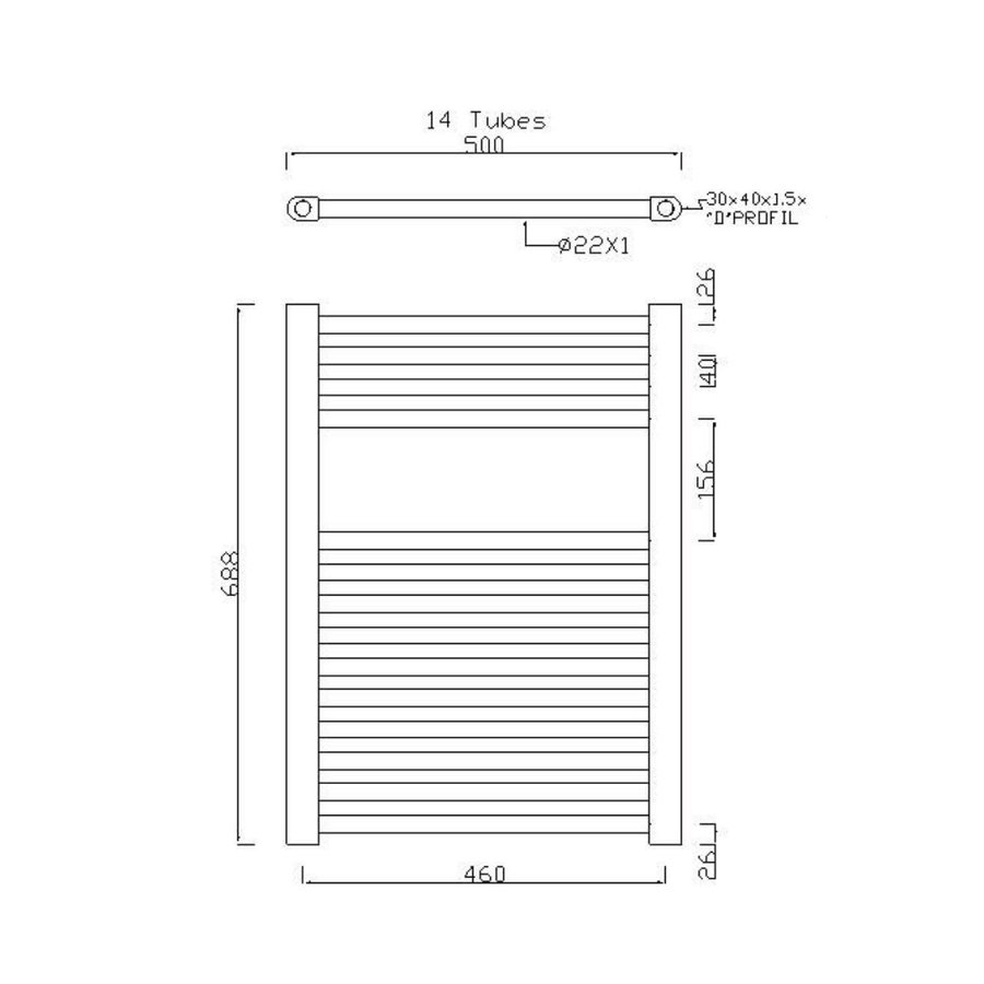 Handdoekradiator Sapho Alya Recht 50x68.8 cm 274W Chroom