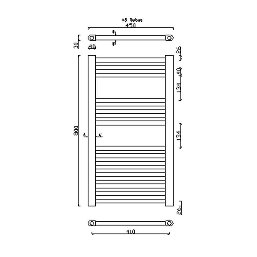 Handdoekradiator Sapho Alya Recht 45x80 cm 266W Chroom