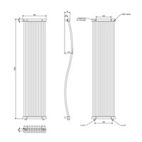 Designradiator Sapho Onda Gebogen 40x170cm 425W Chroom