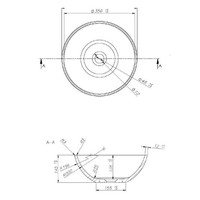 Waskom Opbouw Crosstone Solid Surface 38x14 cm Rond Mat Wit