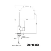 Keukenmengkraan Herzbach Design New 1-Gats Vlakke Uitloop Chroom