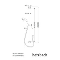 Glijstangset Herzbach Modena 90 cm met Handdouche Chroom