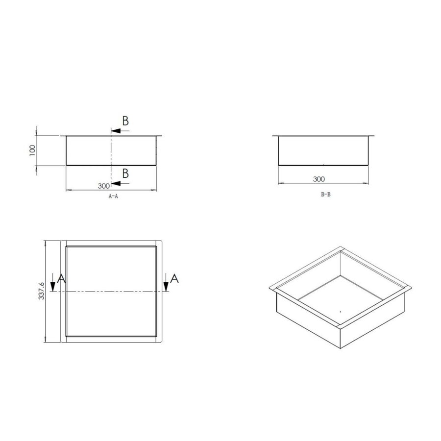 Inbouwnis AQS  30x30x10 cm RVS Black Chrome