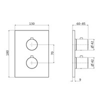 Inbouw Douchekraan 3-Weg Herzbach Design IX Thermostatisch PVD-Coating Zwart