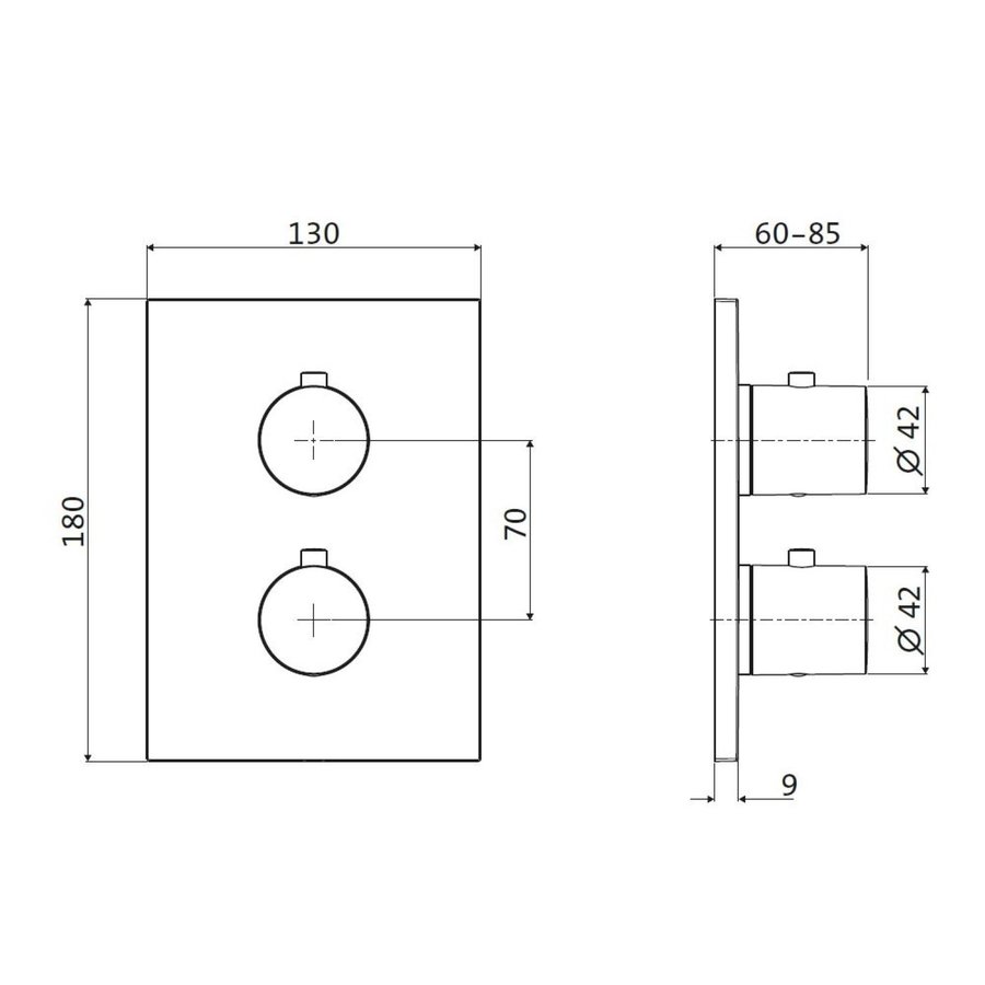 Inbouw Douchekraan 3-Weg Herzbach Design IX Thermostatisch PVD-Coating Zwart