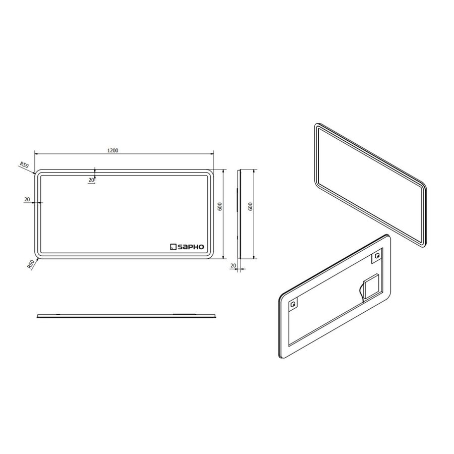 Badkamerspiegel Sapho NYX 120x60 cm LED-Strips