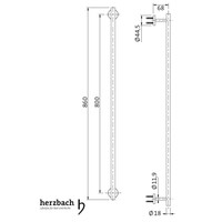 Handdoekhouder voor Wandmontage Herzbach Design IX PVD-Coating 86 cm Koper