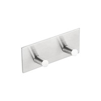 Dubbele Handdoekhaak Sapho 8.9x4.4 cm Zelfklevend Geborsteld RVS