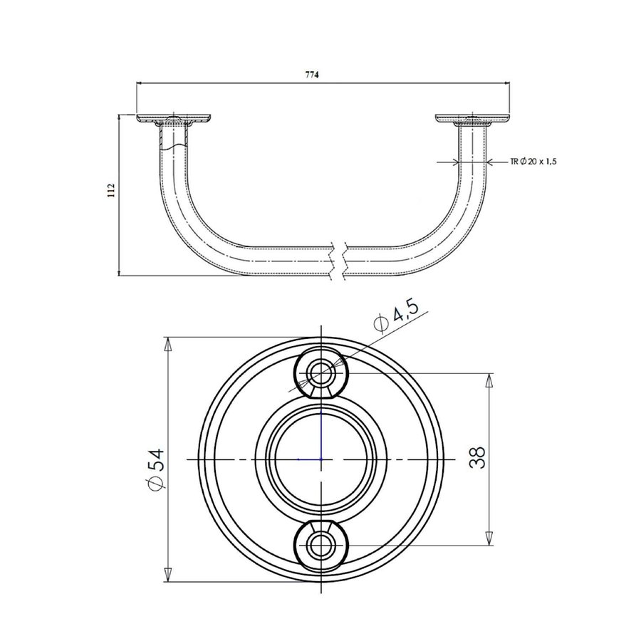 Handdoekhouder Sapho Aqualine 77.4x11.2 cm Wit