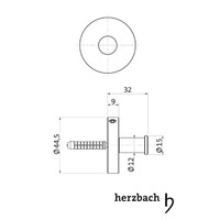 Handdoekhaak Herzbach Design IX PVD-Coating 30 mm Zwart