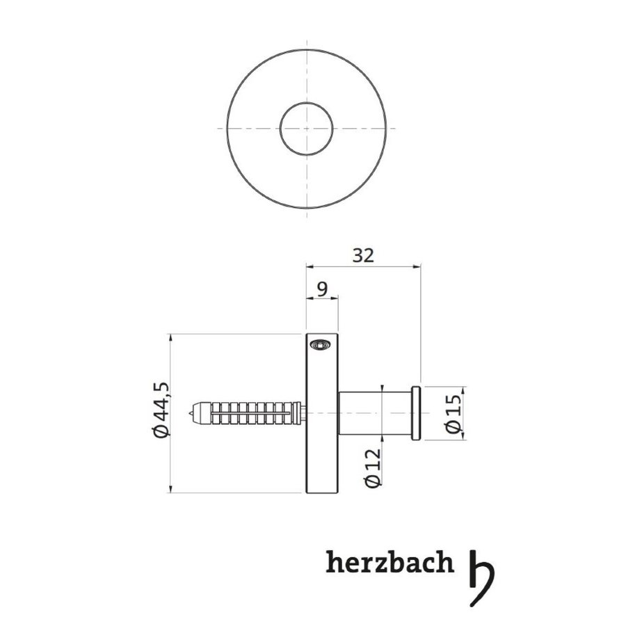 Handdoekhaak Herzbach Design IX PVD-Coating 30 mm Zwart