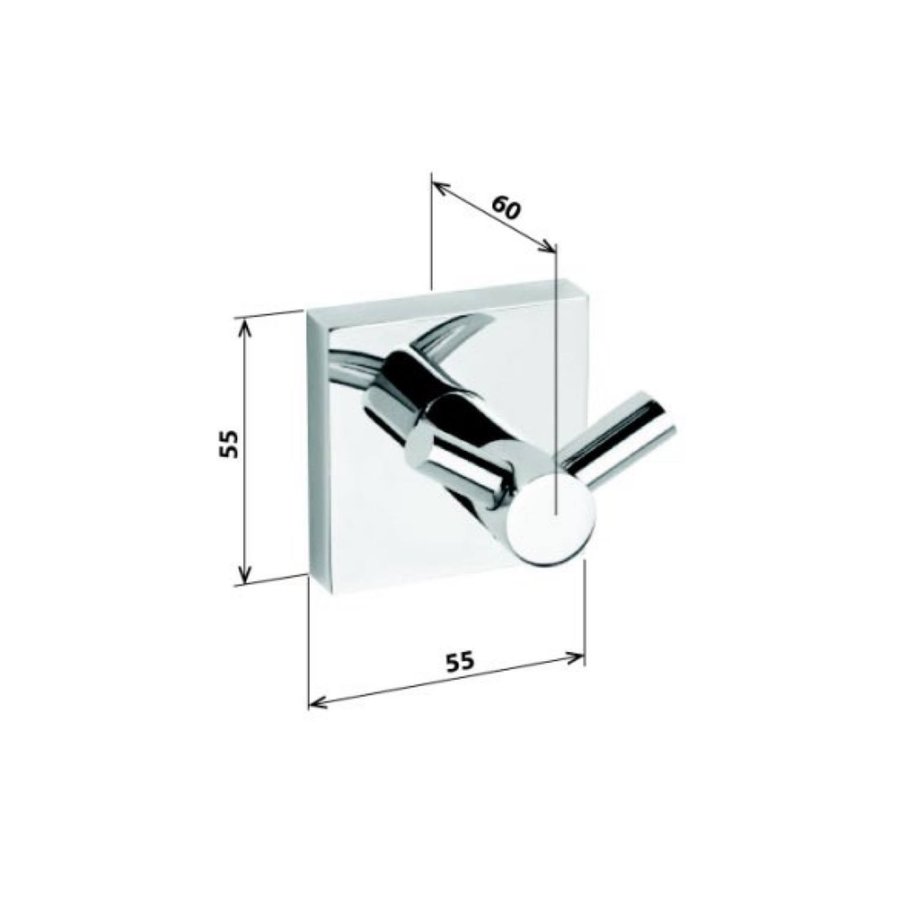 Dubbele Handdoekhaak Sapho X-Square 5.5x5.5x6 cm Chroom