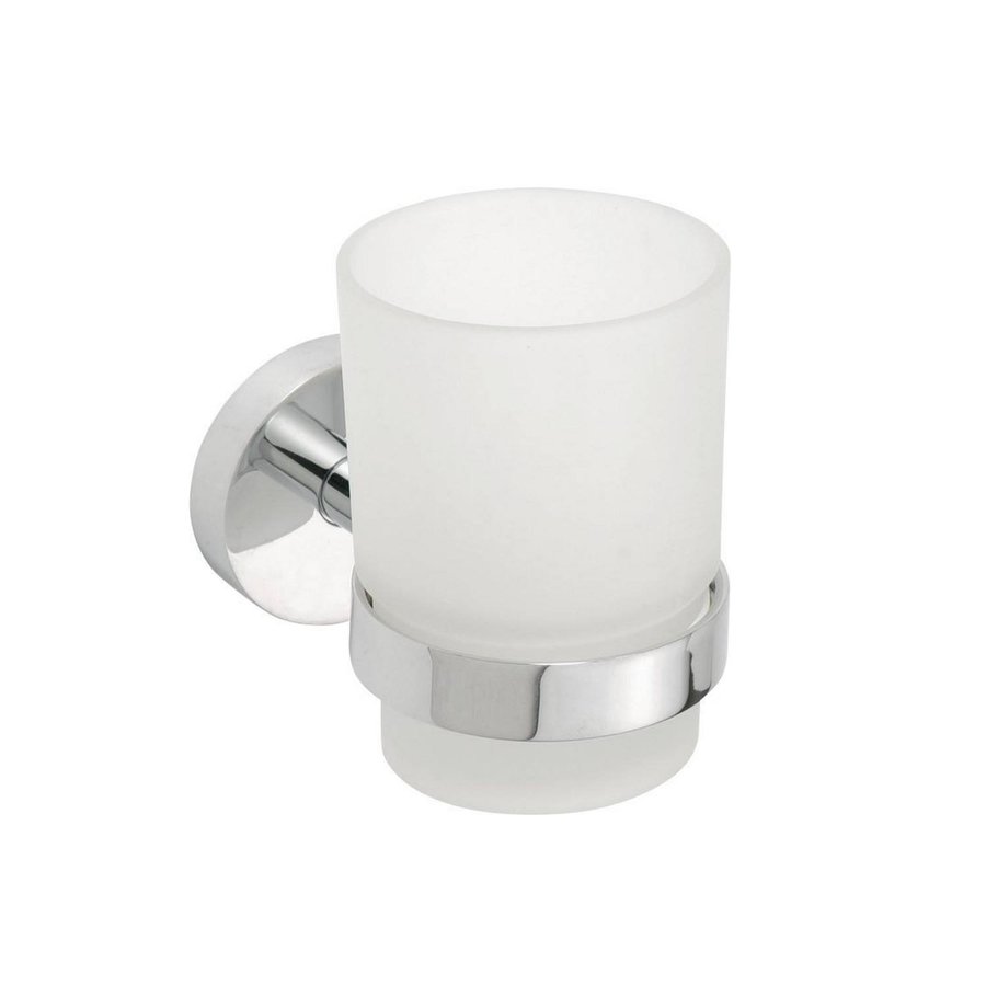 Bekerhouder Sapho X-Round Hangend 7x10 cm Chroom / Melkglas