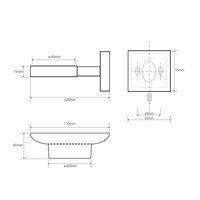 Zeephouder Sapho X-Square Hangend 11x5.5 cm Melkglas / Chroom