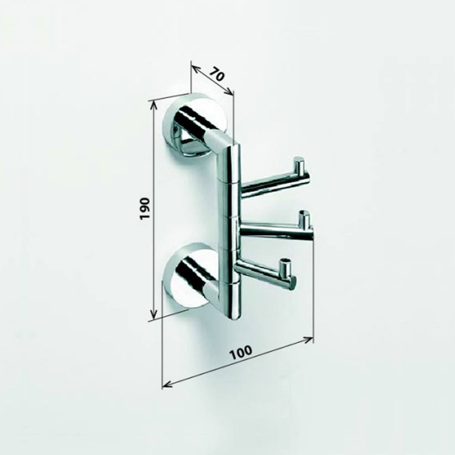 Drievoudige Handdoekhaak Sapho X-Round Draaibaar 10x19 cm Chroom