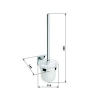 Toiletborstelhouder Sapho X-Square Hangend 11x39 cm Chroom / Melkglas