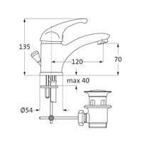 Wastafelkraan Herzbach Largo ECO Klassiek Design Messing Chroom