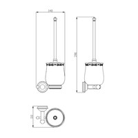 Toiletborstelhouder Sapho Astor Hangend 14.8x39 cm Chroom / Wit