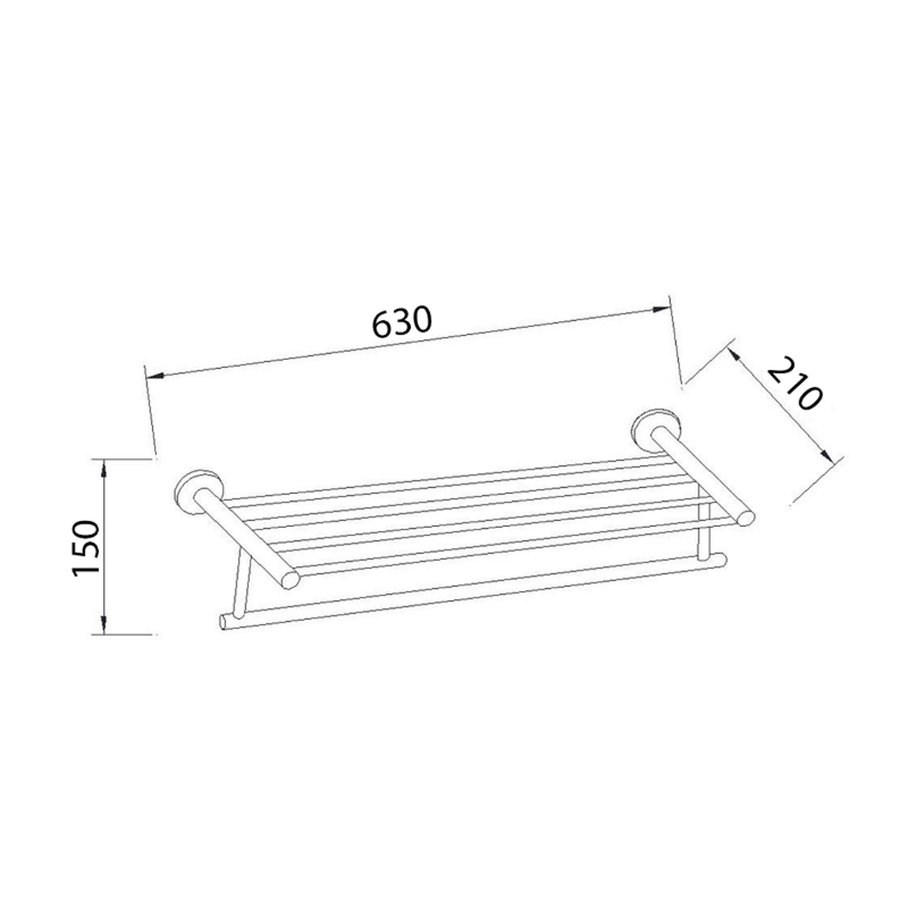 Dubbele Handdoekhouder Sapho Samba met Plankopslag 63 cm Chroom