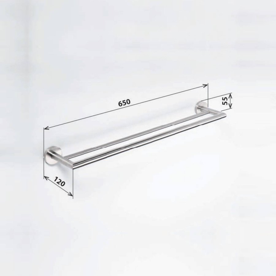 Dubbele Handdoekhouder Sapho X-Steel Hangend 65x5.5 cm Geborsteld RVS