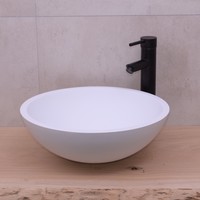 Opbouw Waskom Rond Boss & Wessing New Stone 41x15 cm Solid Surface Mat Wit