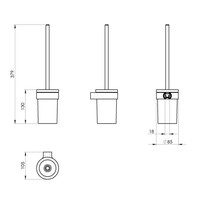 Toiletborstelhouder Sapho Pirenei Hangend 8.5x37.9 cm Mat Zwart / Satijnglas