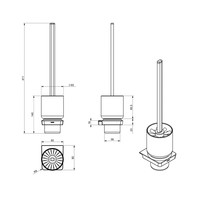 Toiletborstelhouder Sapho Zen Chrom Hangend 8.3x41.1 cm Chroom / Melkglas