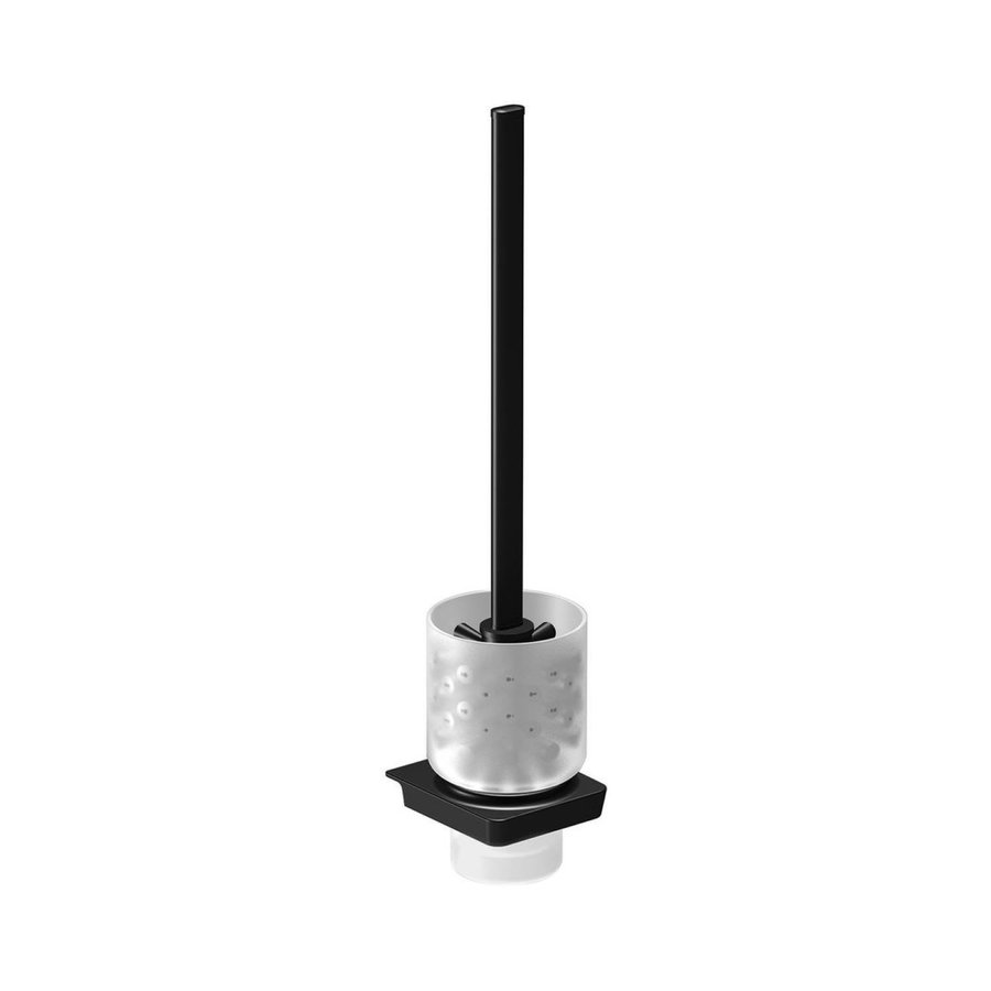 Toiletborstelhouder Sapho Zen Black Hangend 8.3x41.1 cm Zwart / Melkglas