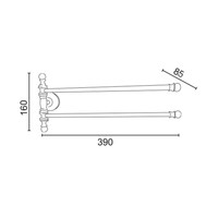 Dubbele Handdoekhouder Sapho Perla Draaibaar 39x16 cm Rose Goud