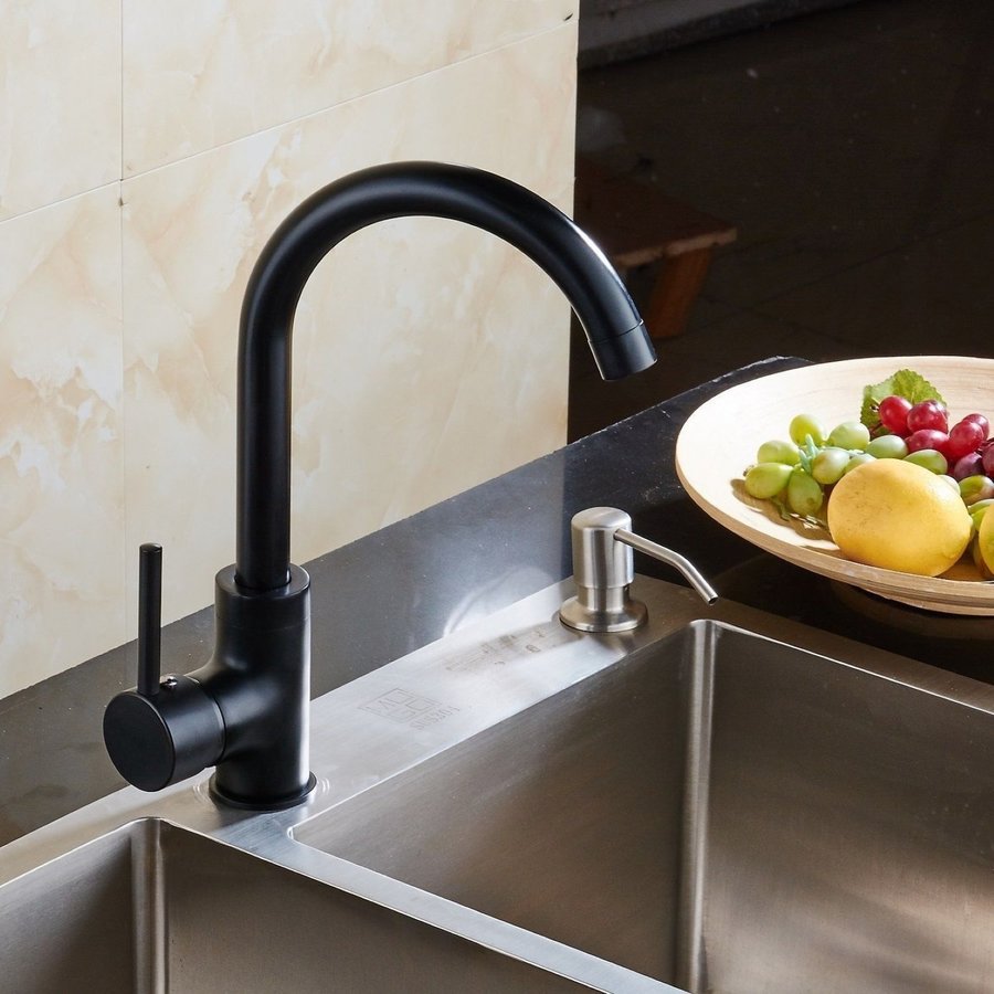 Wastafelkraan AquaSplash Draaibare Uitloop Messing Mat Zwart