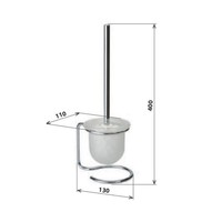 Toiletborstelhouder Sapho X-Round Vrijstaand 36x14x11 cm Chroom / Melkglas