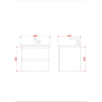 Badkamermeubelset Creavit Sally 60 cm Twee Soft-Close Lades Hoogglans Wit