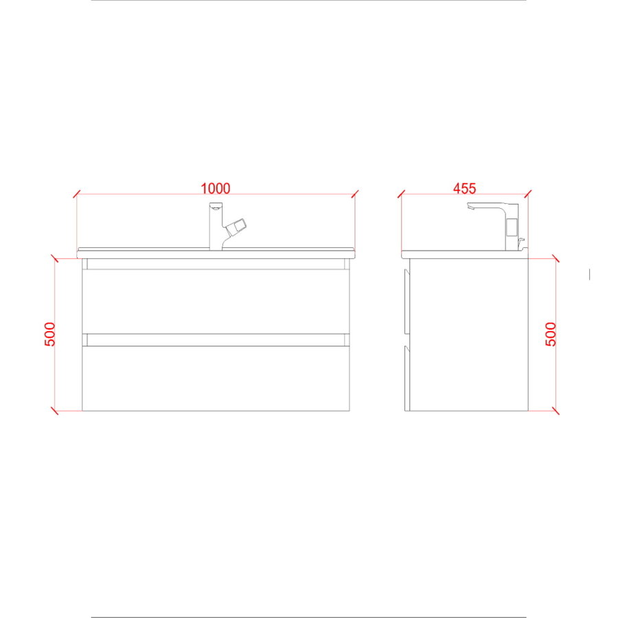 Badkamermeubelset Creavit Sally 100 cm Twee Soft-Close Lades Mat Wit