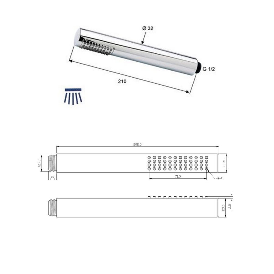 Inbouw Regendouche Set Klik 2-Wegs Chroom (Plafonduitloop)