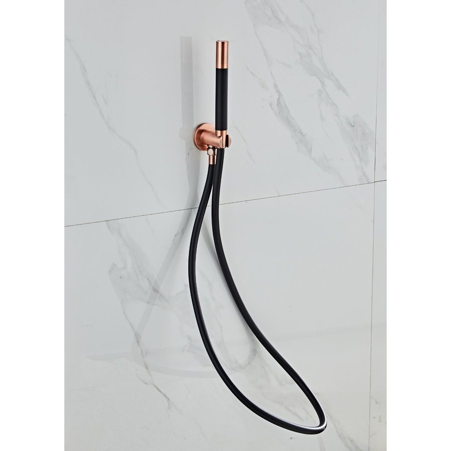 Inbouw Regendouche Set Boss & Wessing Copper Pro Wanduitloop en Staaf Handdouche Geborsteld Koper 30 cm