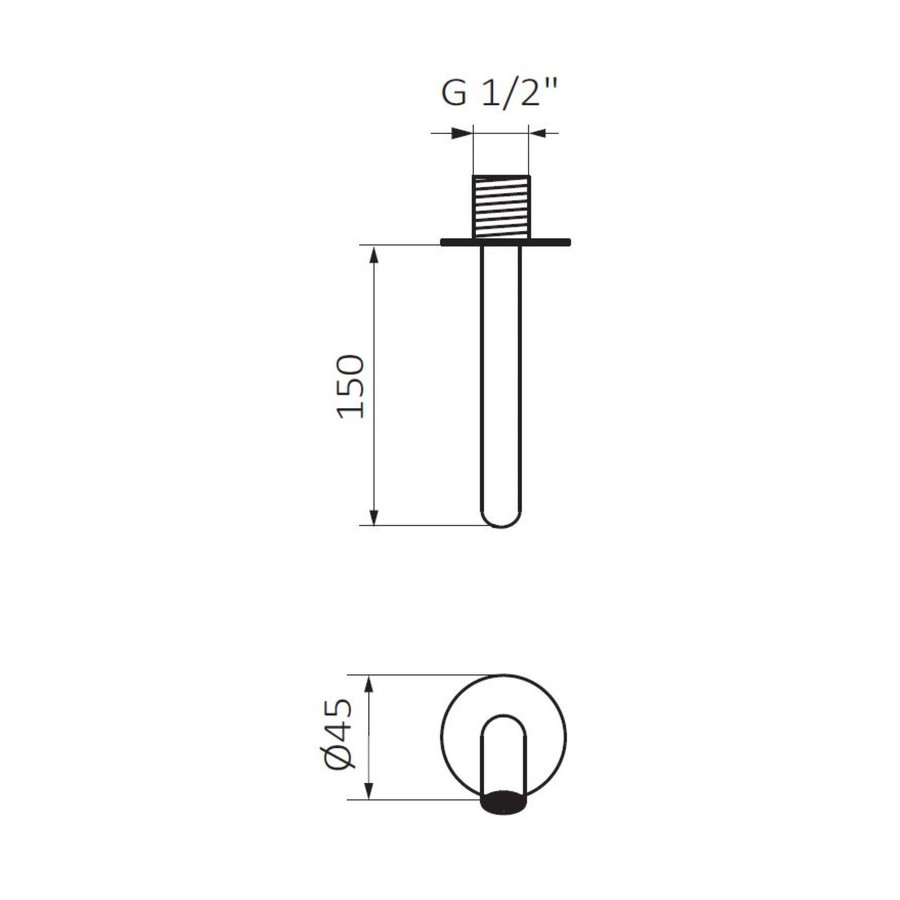 Inbouw Wastafel Uitloop GRB InCool 15 cm Wit