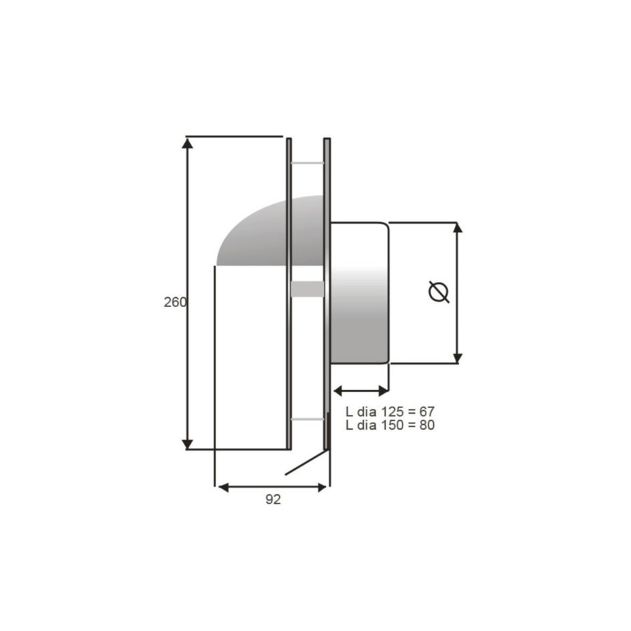 Overdruk Ventilatierooster Kappa 12.5 cm Geborsteld RVS