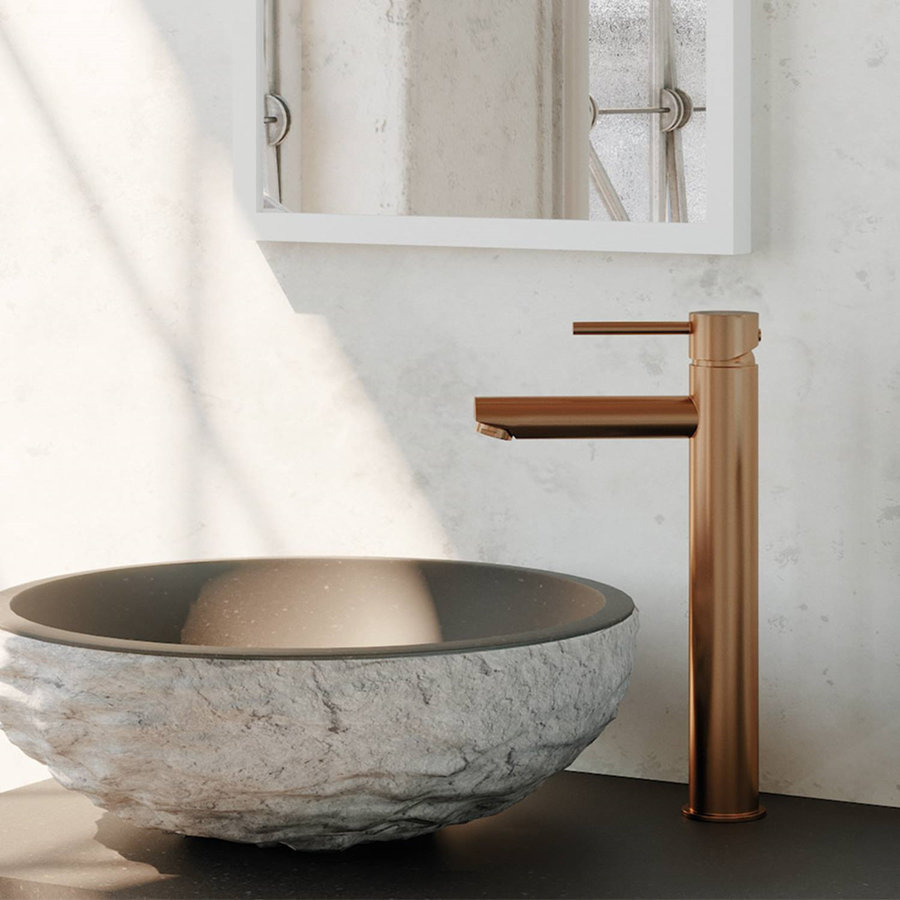 Wastafelmengkraan Brauer Copper Edition Coldstart Opbouw Hoog Ronde Hendel Geborsteld Koper PVD