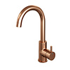 Brauer Wastafelmengkraan Brauer Copper Edition Coldstart Opbouw Hoog Gebogen Korte Ronde Hendel Geborsteld Koper PVD