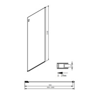 Zijwand Sapho Volcano 100x200 cm 8 mm Helder Glas tbv nisdeur Volcano Mat Zwart