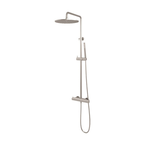 Regendouche Brauer Brushed Showerpipe met Thermostaat 30cm Geborsteld Nikkel 