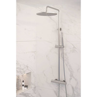 Regendouche Brauer Brushed Showerpipe met Thermostaat 30cm Geborsteld Nikkel