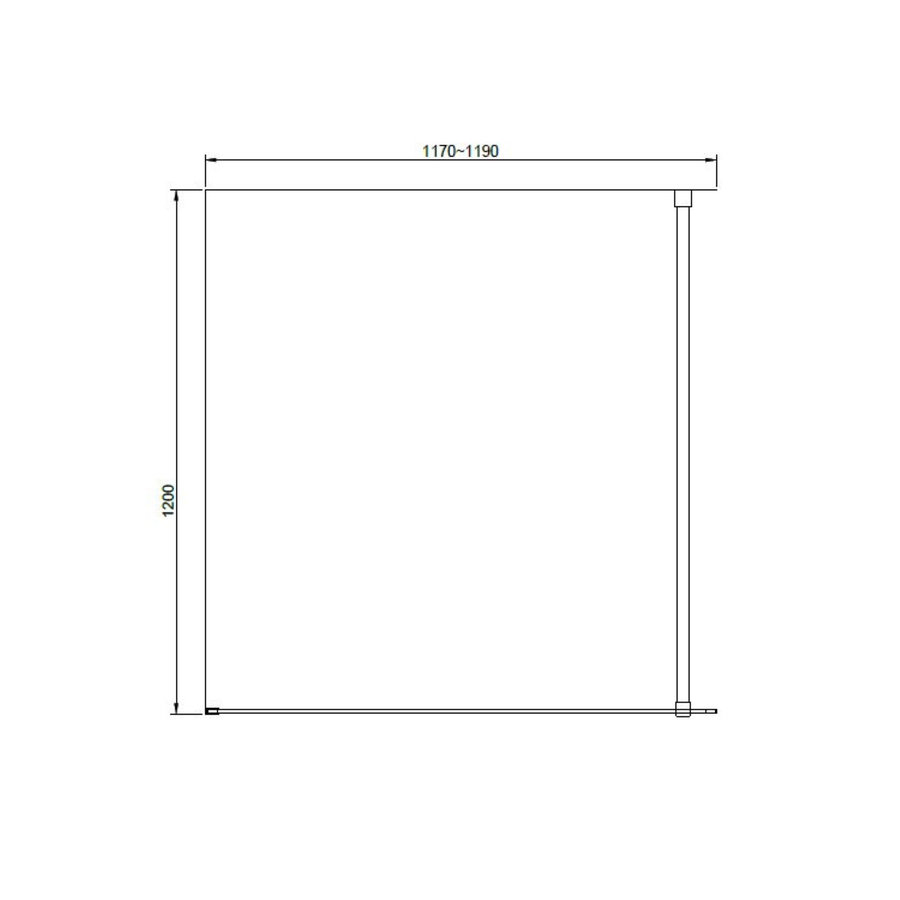 NIET MEER LEVERBAAR Douchewand Van Rijn ST04 Helder Glas 8 mm Aluminium Profiel Zwart 120x200 cm