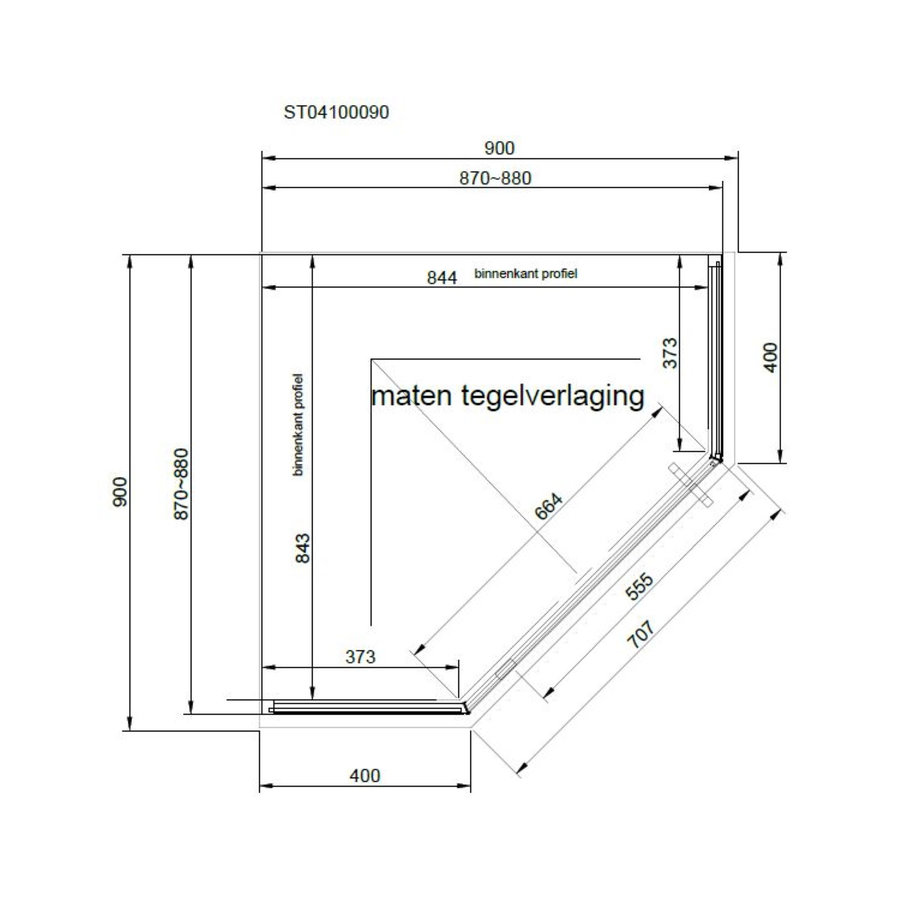 Douchecabine Van Rijn Vijfhoek Aluminium Zwart 90x200 Dubbelzijdige Nanocoating 6 mm Helder Glas