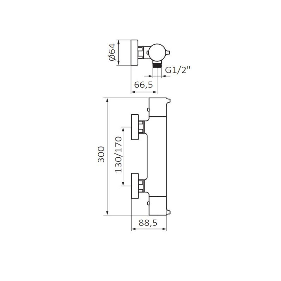 Douchekraan GRB Time Thermostatisch Anti-Kalk Messing Chroom (zonder handdoucheset)