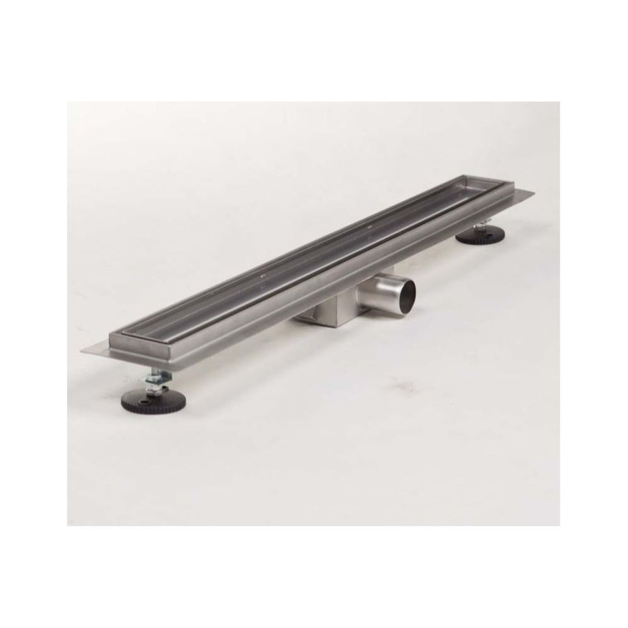 Douchegoot Brauer Geborsteld RVS Muur Montage Inclusief Vloerflens 80x7 cm Zero Tegelinlegrooster Omkeerbaar