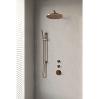 Thermostatisch Inbouwdoucheset Brauer Copper 30cm Hoofddouche Wandarm Staafhanddouche op Glijstang Koper