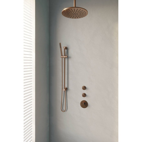 Thermostatisch Inbouwdoucheset Brauer Copper 30cm Hoofddouche Plafondarm Staafhanddouche op Glijstang Koper 