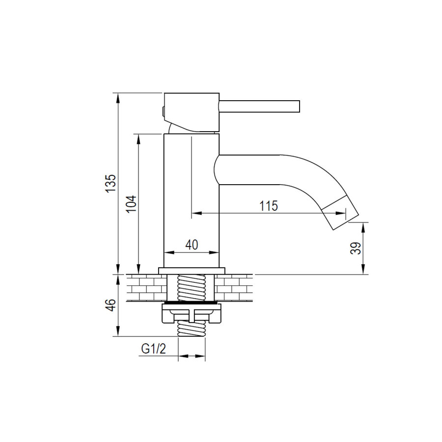 Fonteinkraan Brauer Gebogen Uitloop 1/2 Messing Chroom