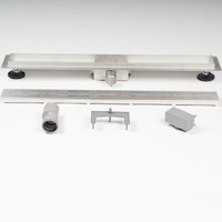 Douchegoot Brauer 110x7 cm RVS Vloerflens Inclusief Kunststof Sifon Verstelbare Poten